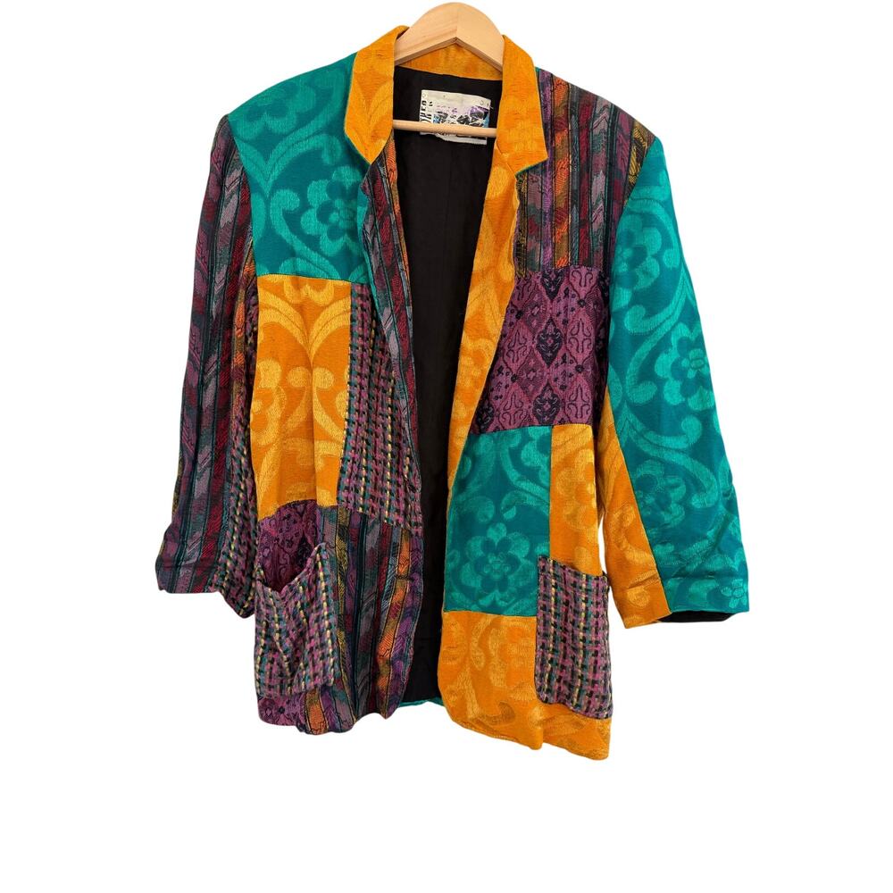 Other Destination Textured Blazer Jacket Womens Small Boho Embroidery Floral